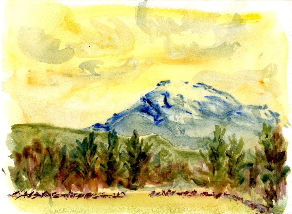 Watercolor of Mt Monadnock by Kate Collins